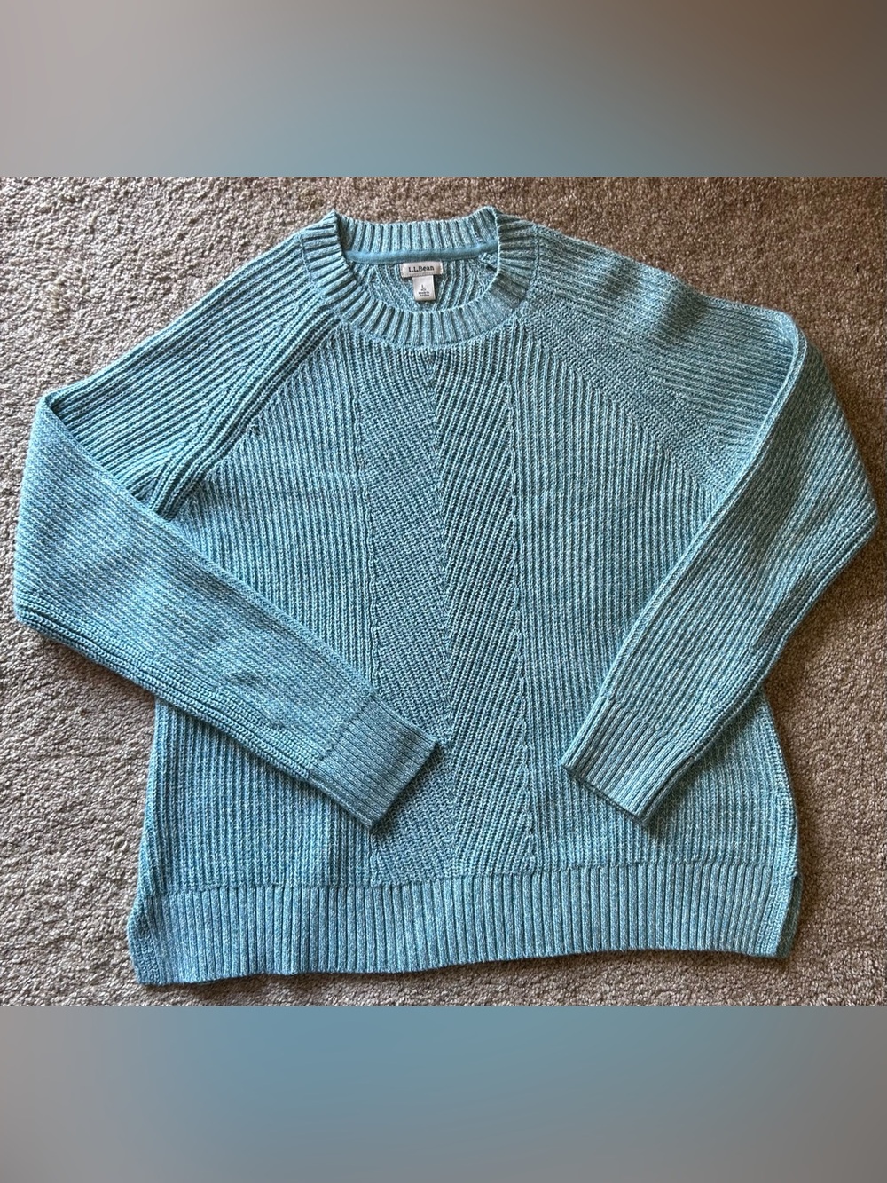 L.L. Bean Women's Mariner Shaker Sweater, Crewneck Silver Blue Marl Size Large